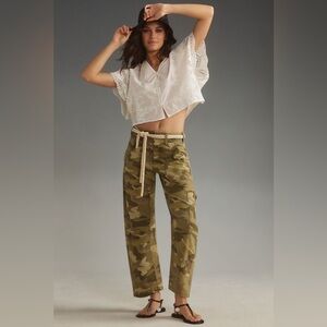 Anthropologie Pilcro The Millie Low-Slung Barrel Pants Printed Edition Green 31